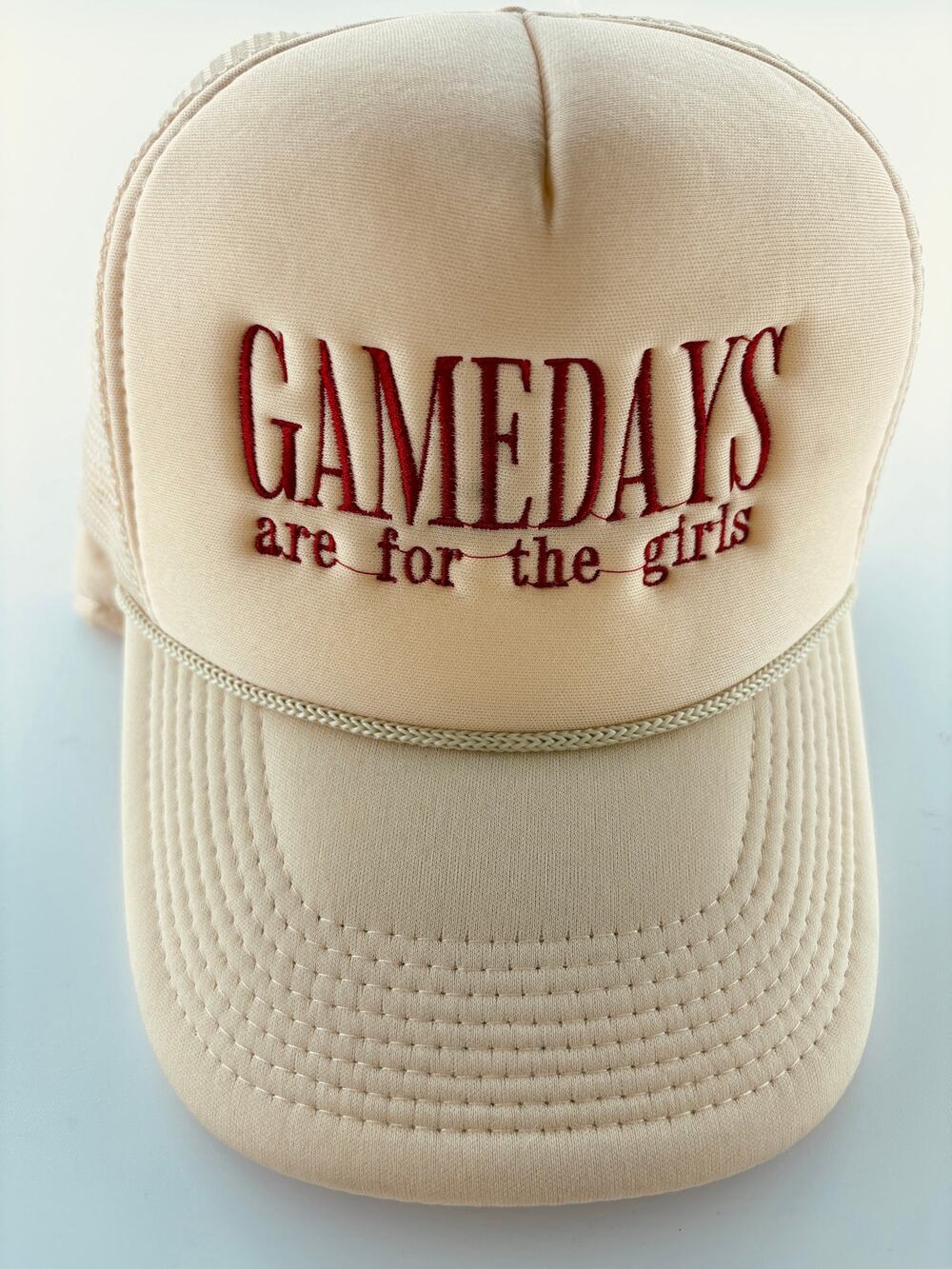 Gamedays Are For The Girls Trucker Hat Cream Mesh Snapback Cap